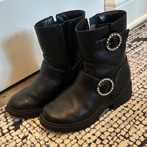 Art Class Black Kids Boots with Rhinestone Accents